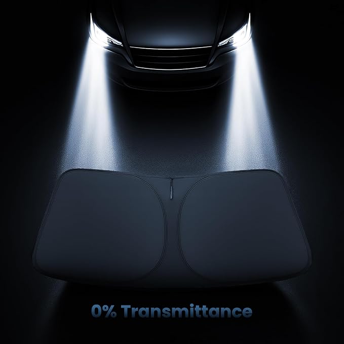Windshield Sunshade for Honda Accord 2023, 2024, 2025 – Innovative No-Light-Pass Technology, Mirror Cut-Out, Blocks 99% UV Rays – Fade-Resistant, Easy-Fold Honda Accord Windshield Sun Shade