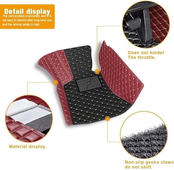 Custom Making Car Floor Mats Protection Pads for 99% Sedan/Coupe/Hatchback/SUV/Pickup Men Women Car Floor Mats Coverage Pads Anti-Slip Leather Floor Lining (Red+Black Stripe)