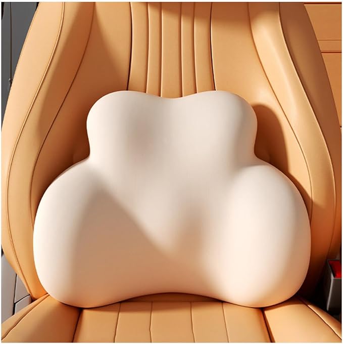 Car Lumbar Support Pillow for Audi A5 PHEV 2025 Memory Foam Back Support Cushion Breathable Car Seat Lumbar Pad Accessories,Beige