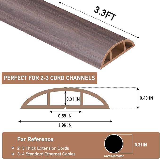 Floor Cord Cover Self Adhesive Cord Hider Floor Extension Cord Covers