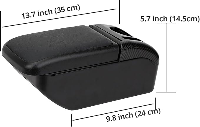 AULPHIKE Compatible with Ford Fiesta Armrest 3 2011-2018 Car Center Console Organizer Armrests Double Layer Storage with USB Ports（Black Style）
