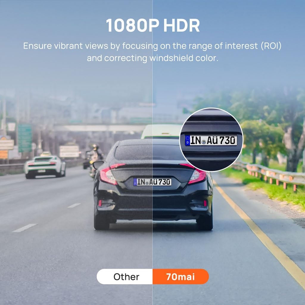 70mai Dash Cam M200, Dash Camera for Cars 1080P, Dash Cam Front with STARVIS2 IMX662, HDR Night Vision, Parking Monitor, G-Sensor, Loop Recording, Time-Lapse,App & WiFi, Voice Control Small DashCam