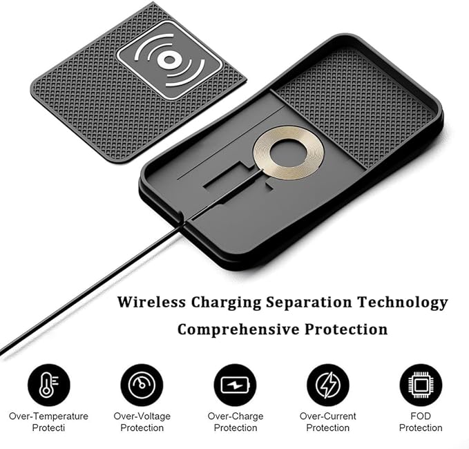 Car Wireless Charger Pad for Toyota Avalon 2000-2022, Type-C/USB 20W Fast Wireless Car Charger Pad Non-Slip Cordless Charging Mat,B-30cm Cable USB Plug
