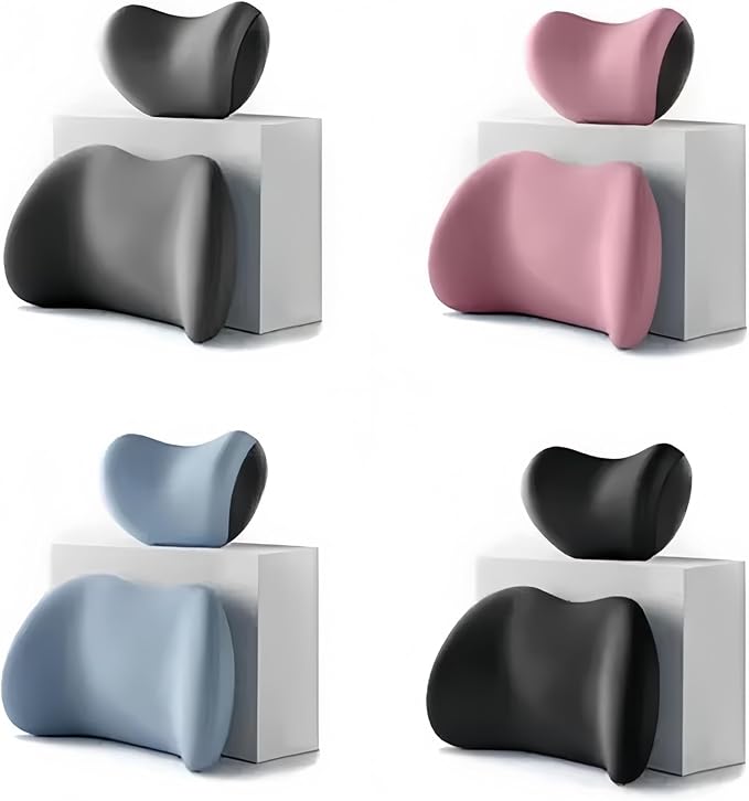 Car Neck Pillow and Lumbar Support Cushion - Memory Foam Backrest for Driver Seat Comfort(E)