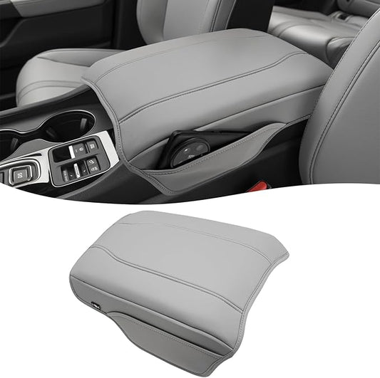KBH Center Console Armrest Cover for Honda Pilot 2023-2026, Ridgeline 2024 2025, Passport 2024-2026, Middle Console Lid Protector, Vinyl Leather Trim with Side Pockets, Anti-Scratch, Gray