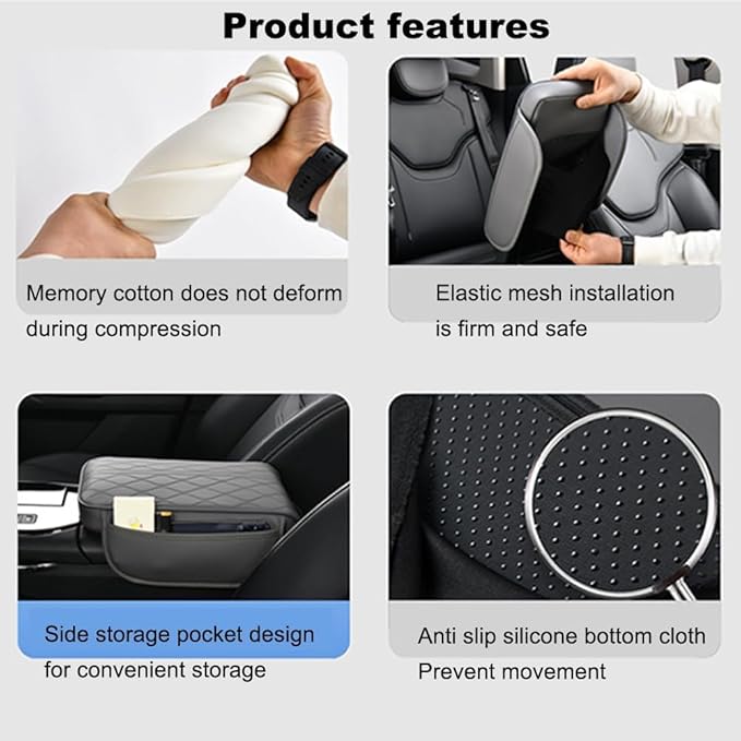 Center Console Armrest Cover Compatible with Dodge Ram 2500 2012-2024 Leather Car Armrest Cushion Pad Protector Black Interior Accessories,Beige