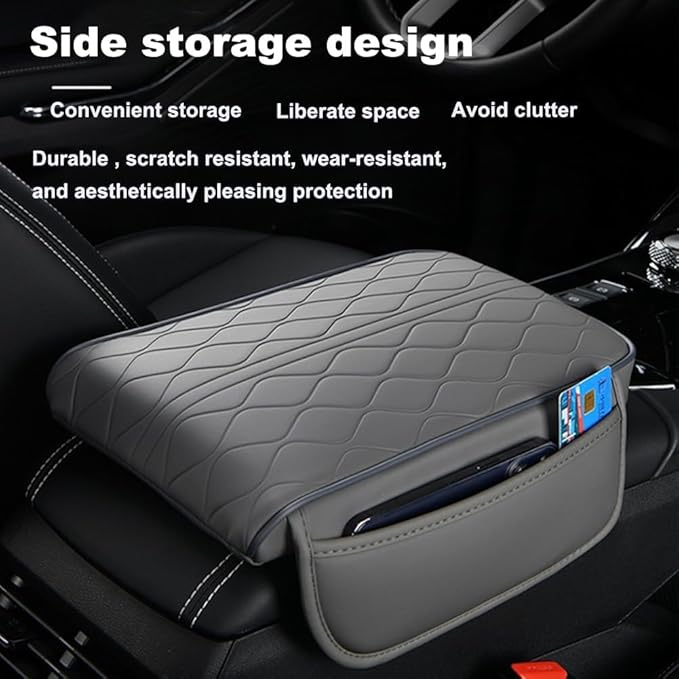 Center Console Armrest Cover Compatible with GMC Sierra1500/2500/3500 2019 2020 2021 2022 2023 2024 Leather Car Armrest Cushion Pad Protector Black Interior Accessories,Coffee Brown