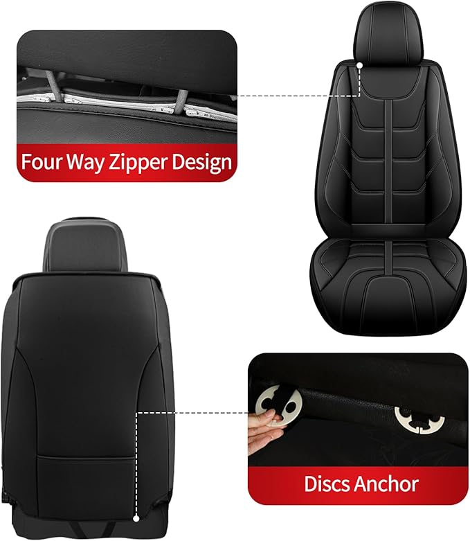 TTX LIGHTING Car Seat Covers fit for Chevrolet Malibu 2009-2026 Full Set: Premium Leather Automotive Seat Cover with Airbag Compatible Waterproof (5 Seats, Black)