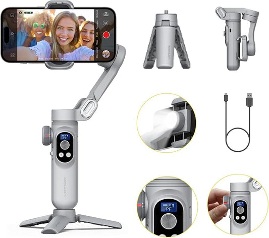 Gimbal Stabilizer for Smartphone, 3-Axis Portable iPhone Gimbal w/OLED Display