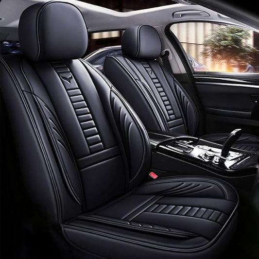 for Chevy Equinox Seat Covers 2005-2026, Full Coverage Customized Car Seat Covers, Premium Leather Waterproof Stain-Resistant Easy to Install (Standard 2 Seats, Black)