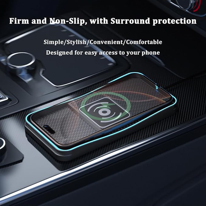 Car Wireless Charger Pad for Toyota Prius 2001-2026, Type-C/USB 20W Fast Wireless Car Charger Pad Non-Slip Cordless Charging Mat,A-30cm Cable Type-C Plug