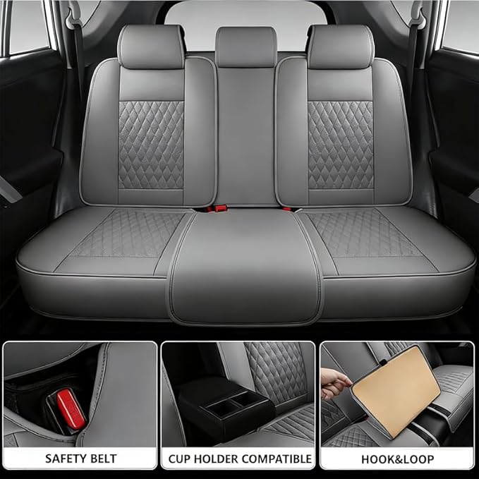 Car Seat Covers Full Set Custom Fit for Chevrolet/Chevy Volt 2010-2019 - Premium Faux Leather with Lumbar Support | Breathable, Waterproof, Anti-Slip, Durable (Gray,Full Set)