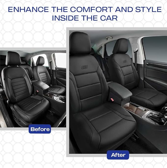 Skechers Memory Foam Car Seat Covers, Lycra Fabric Seat Cover, Car Seat Covers Front Seats Airbag Compatible, Automotive Comfort Protection for Most Cars, Trucks, SUVs, Black