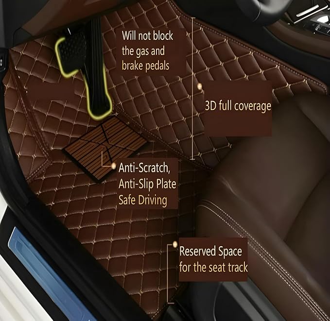 Customize Car Floor Mats for 99% Sedan SUV Sports Car All Weather Leather Full Coverage Waterproof Non-Slip Vehicle Lining Pads (Black Blue Splicing)
