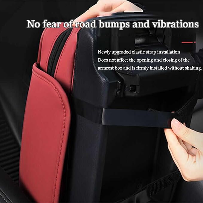 Car Center Console Cover for Toyota Highlander 3.Generation 2013-2020, Leather Car Arm Rest Cover, Car Armrest Cushion with 2 Storage Bags Car Center Console Armrest Pad, E Gray