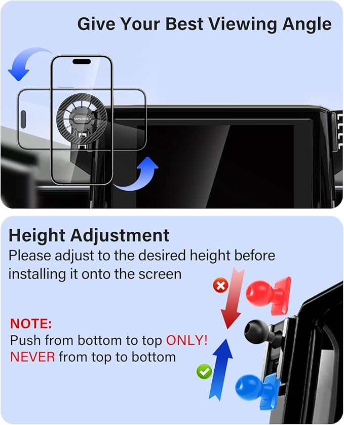 Car Phone Holder for Toyota RAV4 2019-2025 Accessories 7/8-Inch Screen Fixed Clip, Automobile Cradles Magnetic Phone Mount Compatible with MagSafe, Strong Magnets Cell Phone Base(Not Fit 9/10.5-inch)