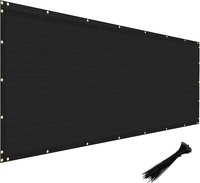 Windscreen4less Privacy Fence Screen Heavy Duty Windscreen Fencing Mesh Fabric Shade Net Cover with Brass Grommtes for Outdoor Wall Garden Yard Pool Deck, 8'x273' Black