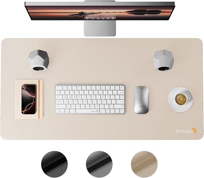 ProtoArc Leather Desk Mat, Large Mouse Pad- 31.5×15.8 inch, Non-Slip PU Leather