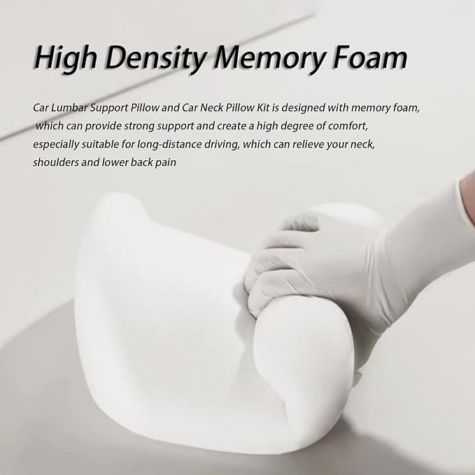 Car Lumbar Support Pillow and Car Neck Pillow Kit for KIA Forte/Cerato 2008-2018 2019 2020 2021 2022 2023 2024, Car Seat Neck Back Rest Pillows, Ergonomic Car Seat Headrest & Lumbar Cushion