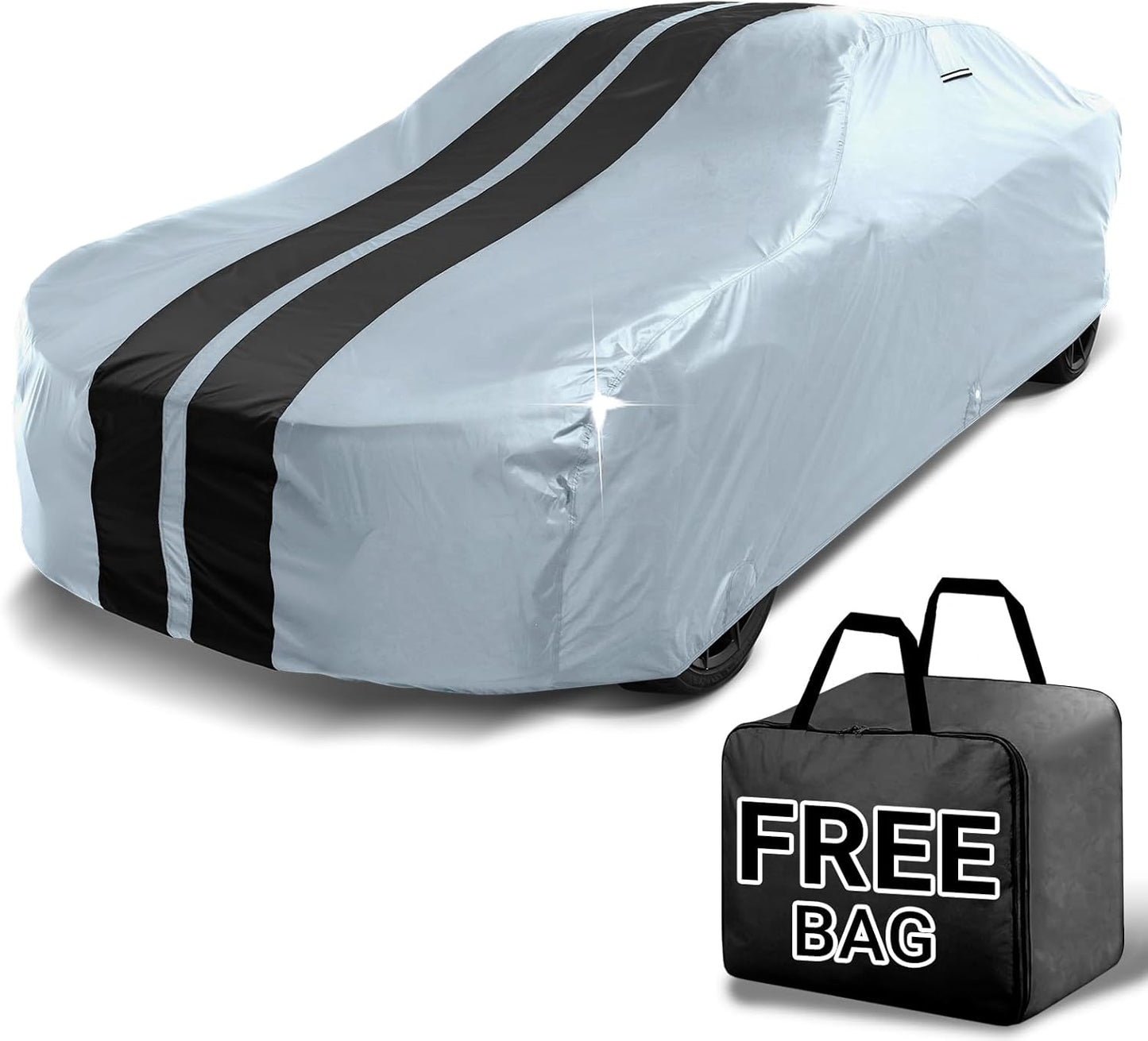 iCarCover Custom Car Cover for Buick Super 2-Door (1950-1953) Waterproof All-Weather Rain Snow UV Sun Protector Full Exterior Indoor Outdoor Car Cover (Stripe - Gray/Black)