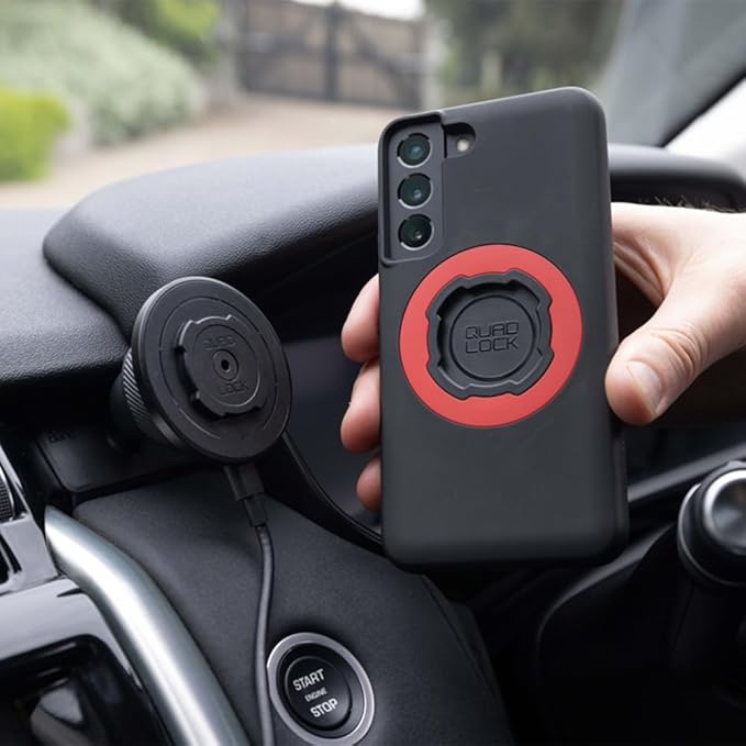 Quad Lock Adhesive Dashboard/Console Car Phone Holder Kit with MAG Wireless Charging Head V2 and MAG Phone Case for iPhone 15 Pro