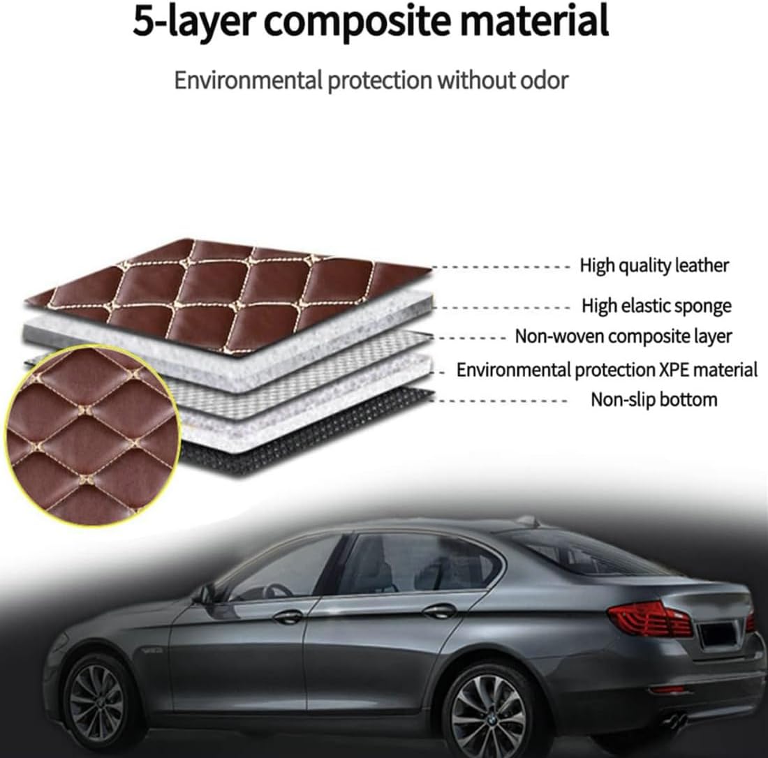 Custom Personalized Floor Mats for Cars，Luxury Full Coverage All Car Floor Mats，Anti-Slip Leather Car Mat Set ，Custom Floor Mats for 99% of Cars, Trucks & SUVs. (Black Dual Color and red)