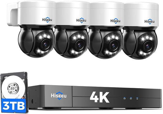 Hiseeu 4K PoE Security Camera System, CCTV Camera Security System w/4Pcs PoE