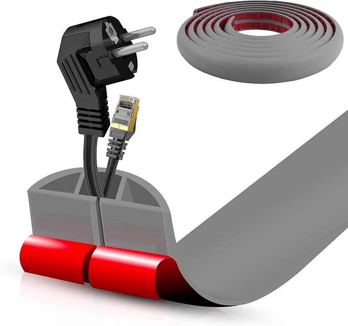 Floor Cord Cover Self Adhesive Cord Hider, 10FT Cable Management, Extension
