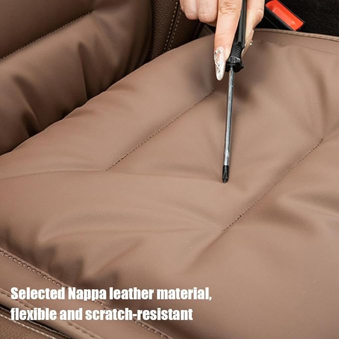 Skin-Friendly & Dirt-Repellent Leather Seat Cushions, 2026 Car Seat Cushion for Driving, 1.57" Thick Comfort Seat Protector, Universal Non-Slip Memory Foam Pad for Car (Black, Front Seat Cushion)