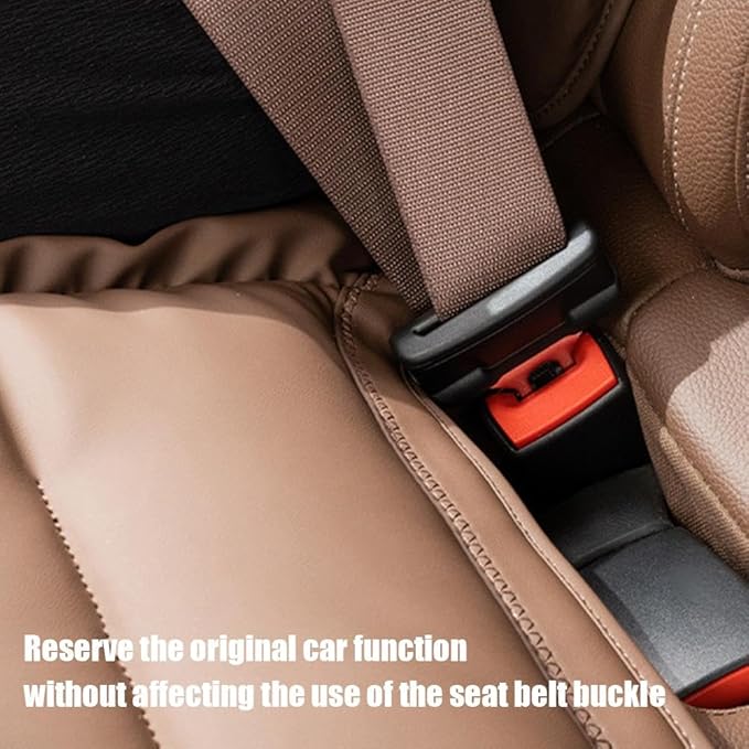 Car Seat Cushion, 2025 New Skin-Friendly Leather Seat Cushions, Skin-Friendly Leather Seat Cushions, Front Bottom and Rear Seat Cushions for Auto Office (Red 1set)