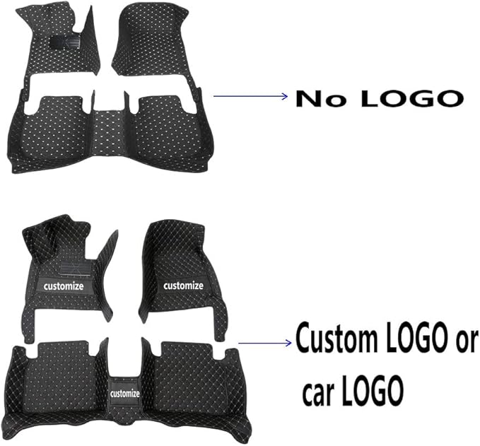 KaiLaiCarCustom Automotive Car Floor Mats for 99.99% Sedan SUV Sports Car Men Women Protection Full Coverage Pads Anti-Slip Leather Floor Lining (Beige + Black Beige, C- Diamond Double Spelling)