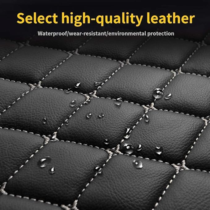 Custom Making Car Floor Mats for 90% Car Model Luxury Leather All Weather Waterproof Anti-Skid Full Coverage Liners (Black Yellow)