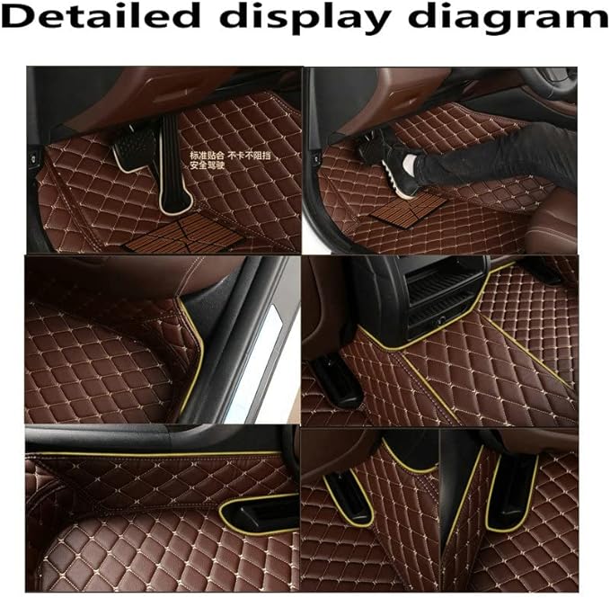 KaiLaiCarCustom Automotive Car Floor Mats for 99.99% Sedan SUV Sports Car Men Women Protection Full Coverage Pads Anti-Slip Leather Floor Lining (Black + White bar, E- Diamond + Strip +Color Bars)