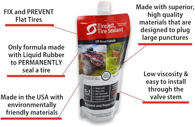 TireJect Off-Road Tire Sealant Kit - 5-in-1 Sealing - Fix and Prevent Flat Tires (20oz)