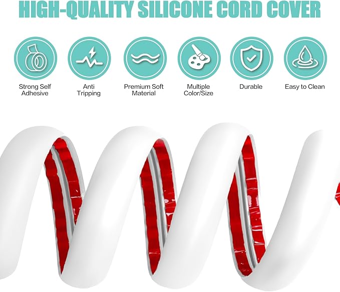 Floor Cord Cover Self Adhesive Cord Hider, 3.3FT Cable Management, Extension