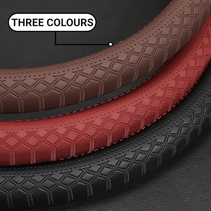 Wood Car Steering Wheel Cover Rubber Inner Ring All Car Universal Four Seasons Universal Thin Fiber Leather Anti-Slip 16 17 18 19inch for Truck (19inch, Brown)
