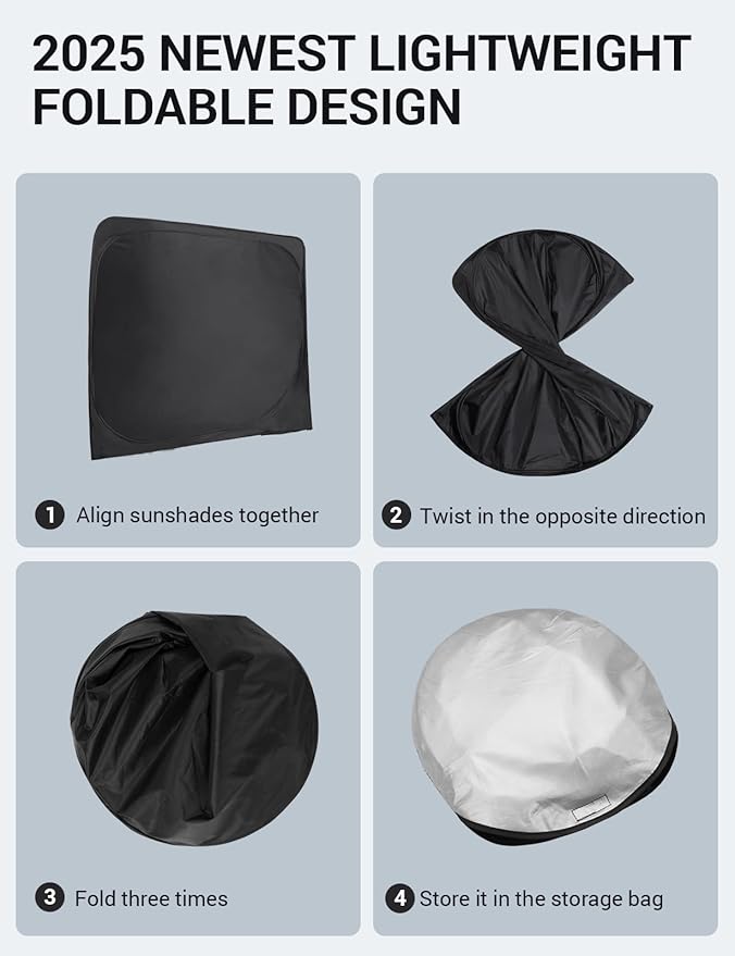 Proadsy 2026 Upgrade Front Windshield Sun Shade Foldable Sunshade Protector Custom Fit 2018-2024 Audi Q5 SQ5 Premium, Premium Plus, Prestige Crossover SUV Winter Accessories