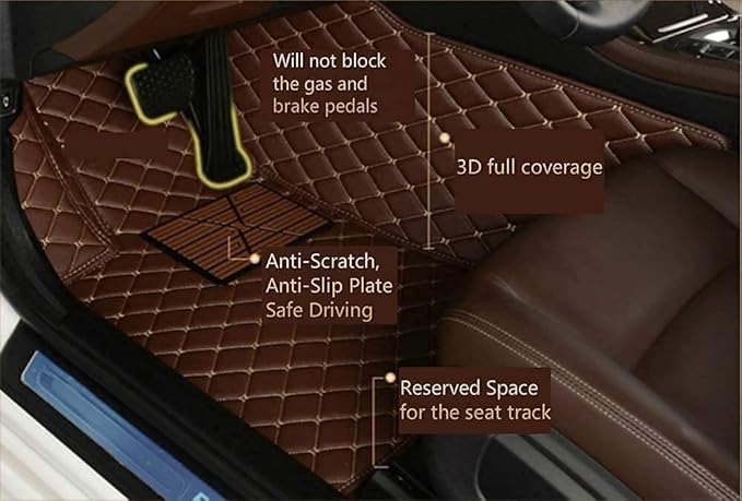 Custom Car Floor Mat Compatible with 97% Car Models Luxury Leather All Weather Waterproof Anti-Skid Full Coverage Car Mats (Purple with Black)