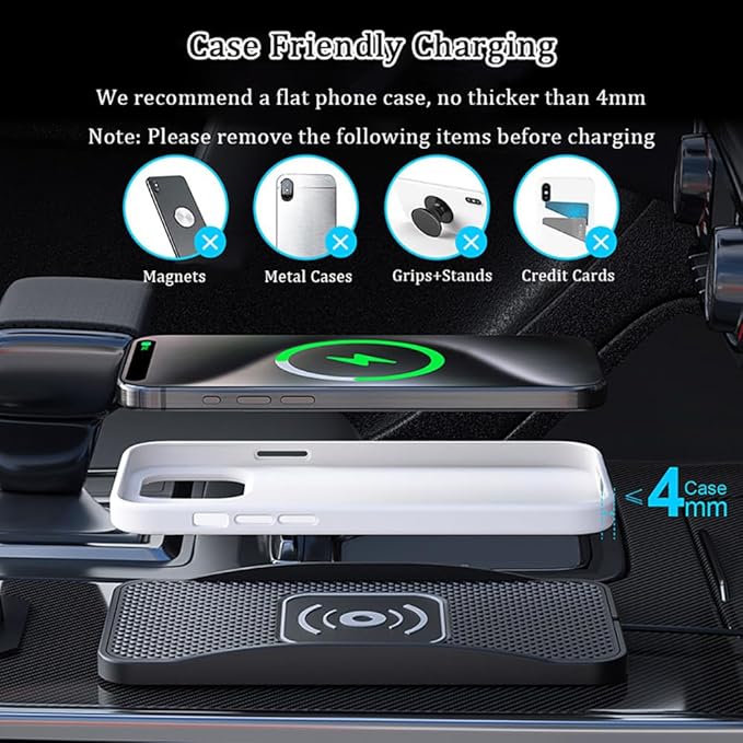 Wireless Car Charger Pad for BMW E36 E46 E90 F30 G20 E92 GT Convertible, Type-C/USB 20W Car Wireless Charger Non-Slip Phone Charging Pad Car Accessories,A 30cm Cable Type-C Plug