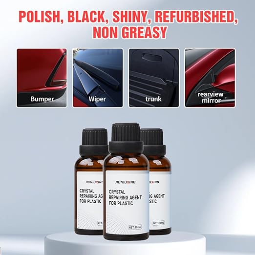 Plastics Parts Crystal Coating, 2025 New Car Crystal Coating for Car Plastic Parts, Coating Agent for Automotive Plastics, Crystals Coating Plastic Restorer, Cars Trim Restorer with Sponge (1)