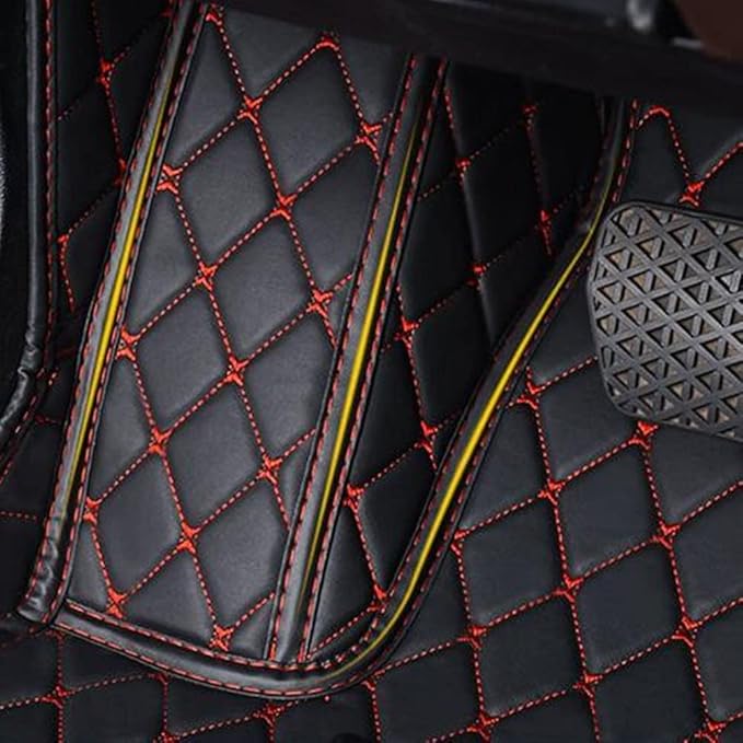 Custom Making Car Floor Mats Compatible with Audi BMW Mercedes-Benz Toyota Lexus Honda Infiniti Nissan Hyundai Kia All Models 2005-2026 (Striped Black and Yellow)