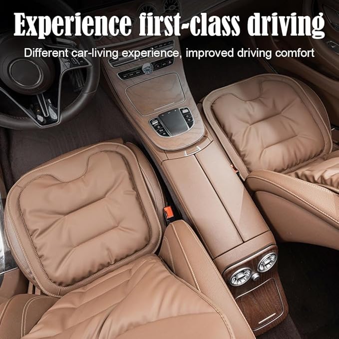 Skin-Friendly & Dirt-Repellent Leather Seat Cushions, 2026 Car Seat Cushion for Driving, 1.57" Thick Comfort Seat Protector, Universal Non-Slip Memory Foam Pad for Car (Red, Front Seat Cushion)