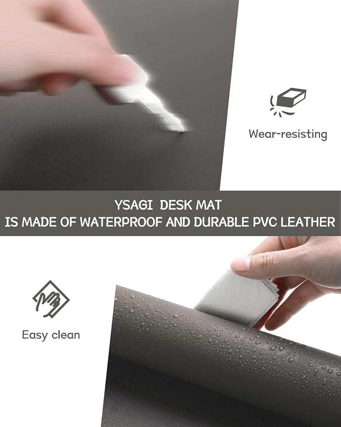 YSAGi Non-Slip Leather Desk Pad, Waterproof Laptop Computer Desk Keyboard Mat