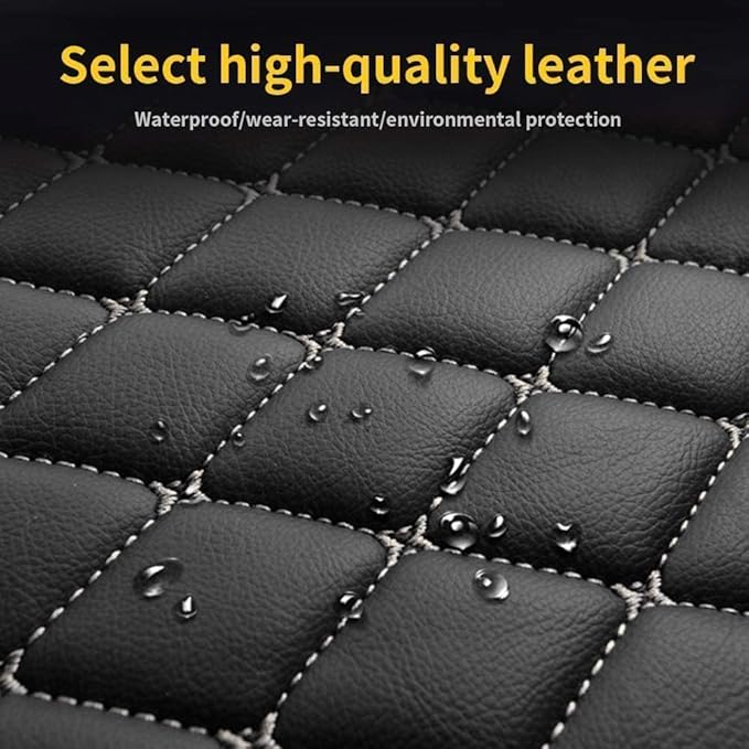 Custom Car Floor Mat Compatible with 97% Car Models Luxury Leather All Weather Waterproof Anti-Skid Full Coverage Car Mats (Black Yellow)