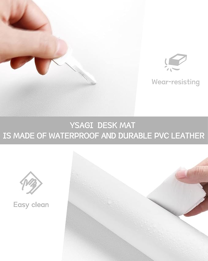 YSAGi Non-Slip Leather Desk Pad, Waterproof Laptop Computer Desk Keyboard Mat