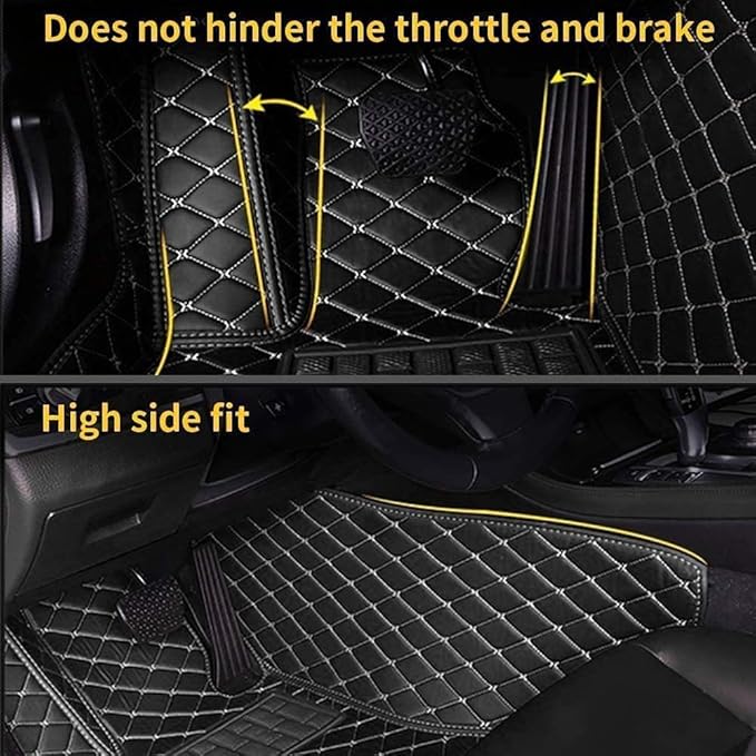 Custom Car Floor Mat Compatible with 97% Car Models Luxury Leather All Weather Waterproof Anti-Skid Full Coverage Car Mats (Purple with red)