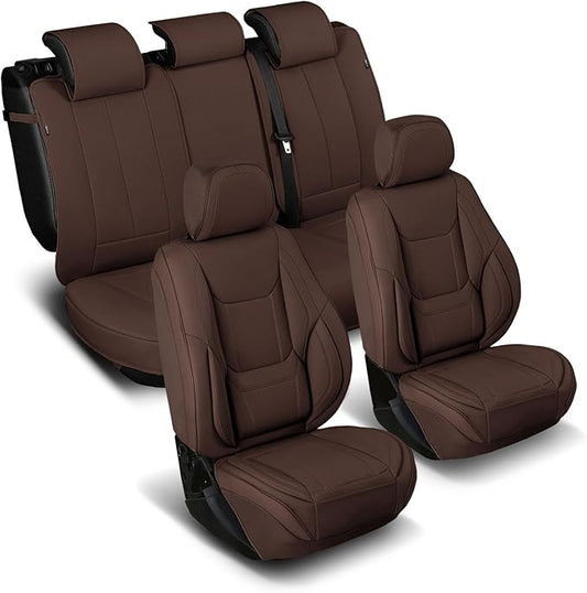 Coverland Custom Fit Car Seat Covers for SUV Compatible with [RAV4, Equinox, Explorer, Tucson, CX‑50, Corolla Cross] Premium Waterproof Non-Slip Interior Protector [Full Set Dark Brown - Chart X51]