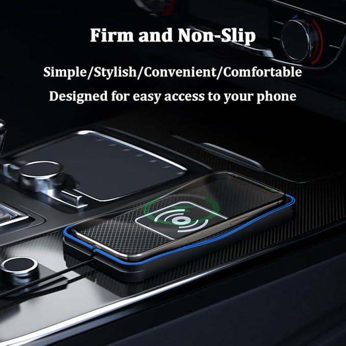 Wireless Car Charger Pad for Hyundai Santa Fe 2001-2026, Type-C/USB 20W Car Wireless Charger Non-Slip Phone Charging Pad Car Accessories,A 30cm Cable Type-C Plug