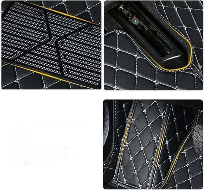 Custom Car Floor Mats Fit for 99% Sedan SUV Sports Car Full Coverage Pads Leather Floor Liners Mat Women Men (Black&White)
