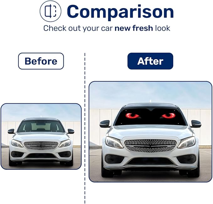 GENANY Devil Eye Windshield Sun Shade for Car SUV Truck (69x35 Inches), Sun Shade Windshield, Shades for Front Windows, Protector Blocks UV, Xmas Auto Gifts, Car Decor